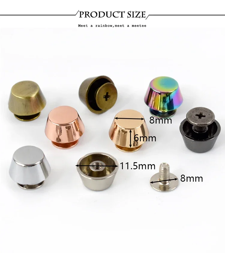 10/20/30Pcs Metal Nail Buckle Handbag Mushroom Rivet Button Purse Screw Stud Buckles Protecting Feet Leather Crafts Accessories