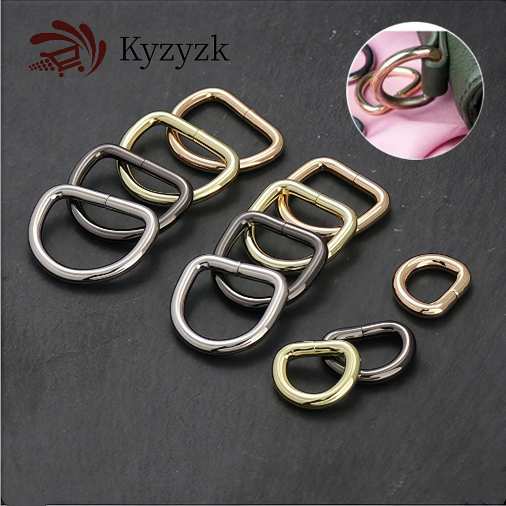 10pcs Metal D Ring Adjustable Half Rings Clasp Buckle for Belt Bags Backpacks Straps Shoes Cat Dog Collar DIY Bag Accessories