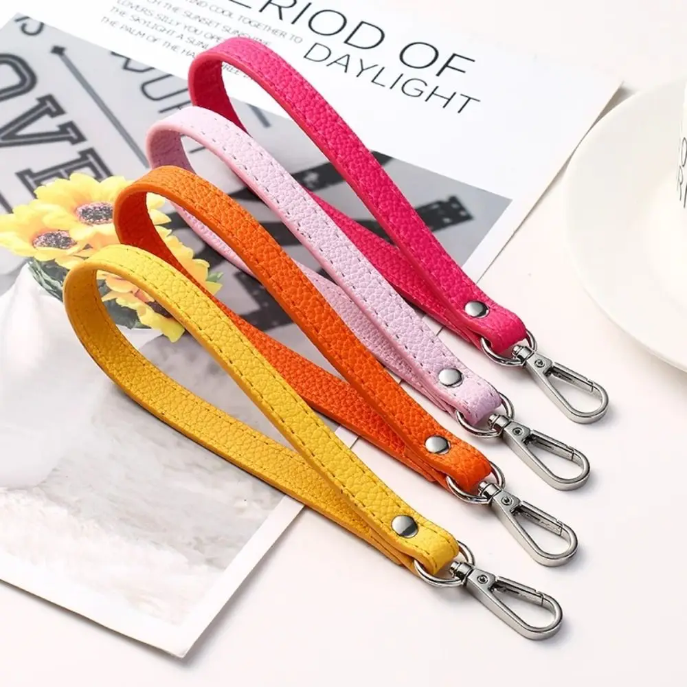 Silver/Gold Simple PU Leather Bag Wrist Strap Solid Color Soft Purse Handle Replacement Adjustment Wallet Belt Bag Accessories