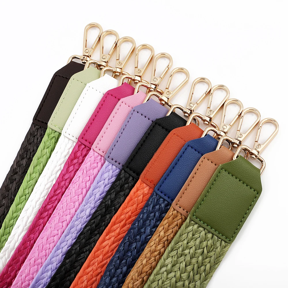 Customized Woven Raffia Bag Straps Women Shoulder Strap Replacement Supplies for Shoulder Bag Pouch Purse Making Crossbody Bag