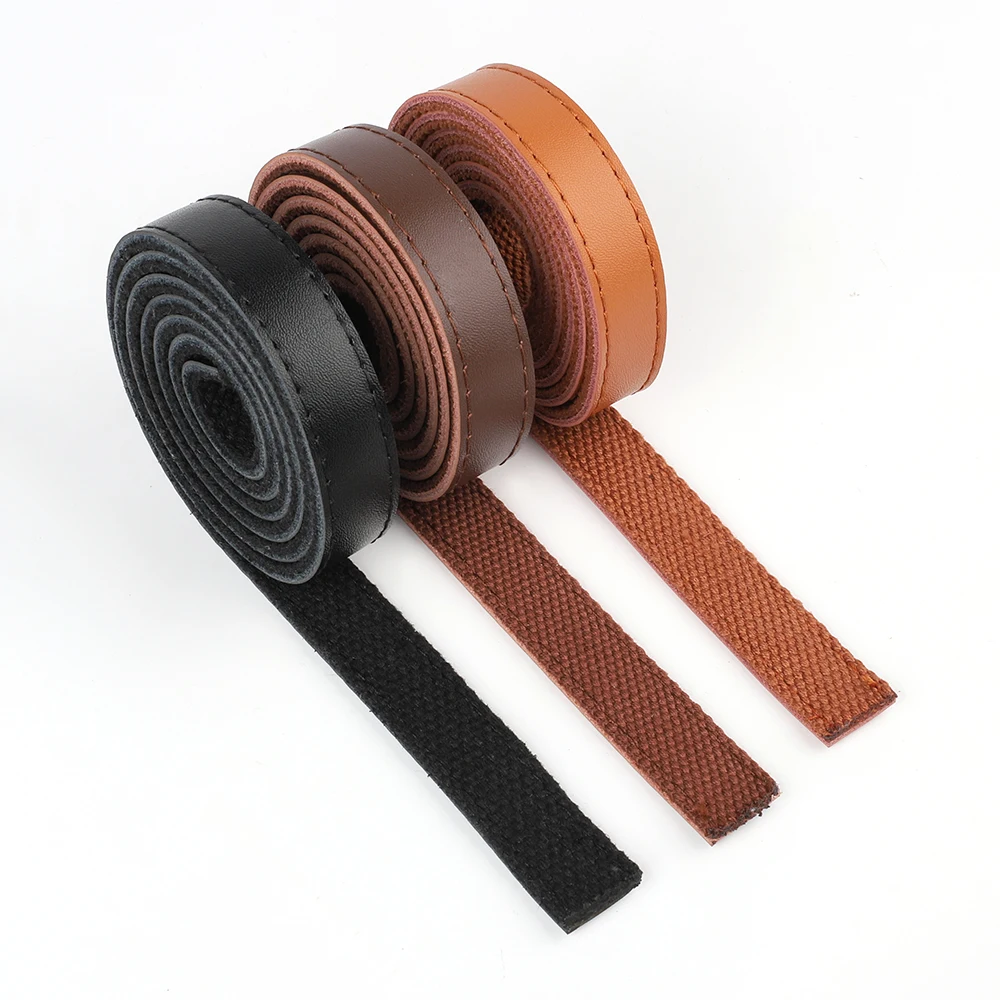 120cm Genuine Leather + Webbing Tapes for Trim Sewing Material Safety Belt Knapsack Strap Bag Buckles Clothing Accessories