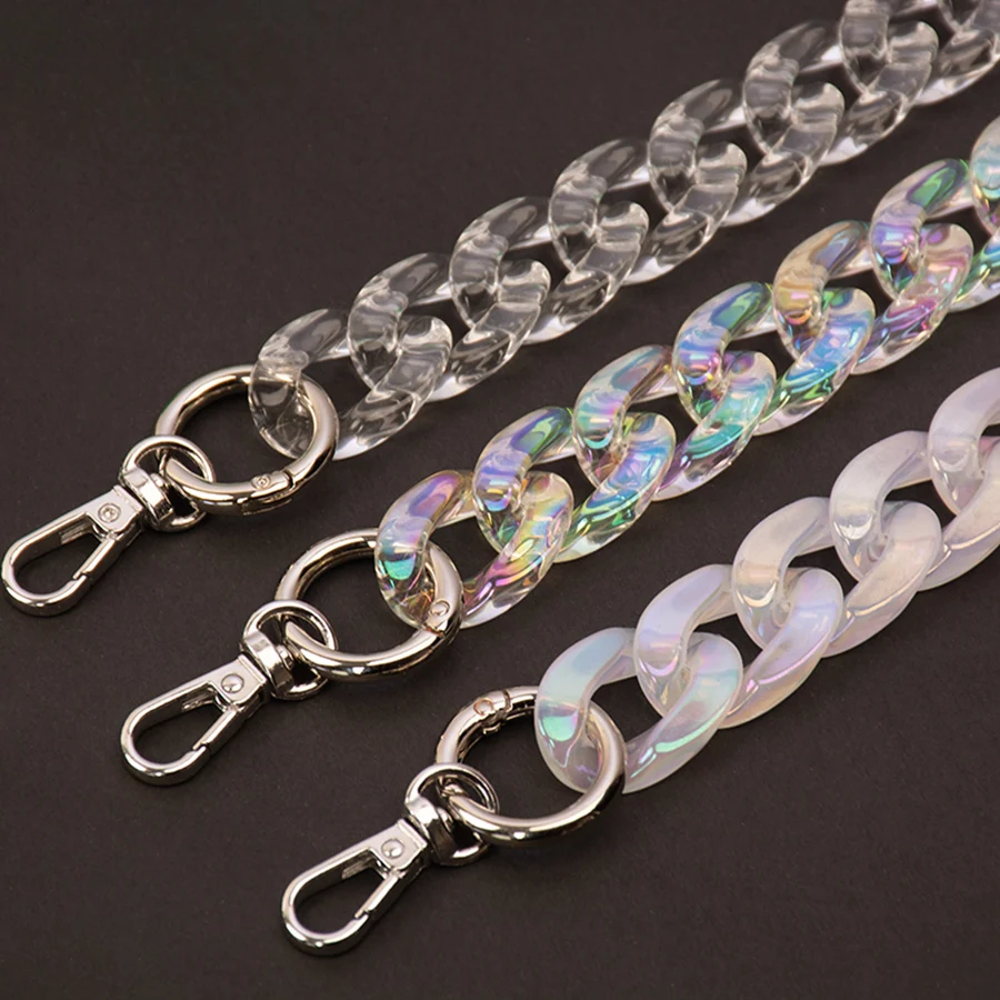 DIY Chunky Acrylic Chains Strap For Handbag Shoulder Crossbody Bag Clear Big Resin Chain For Jewelry AB Colorful Bag Accessories
