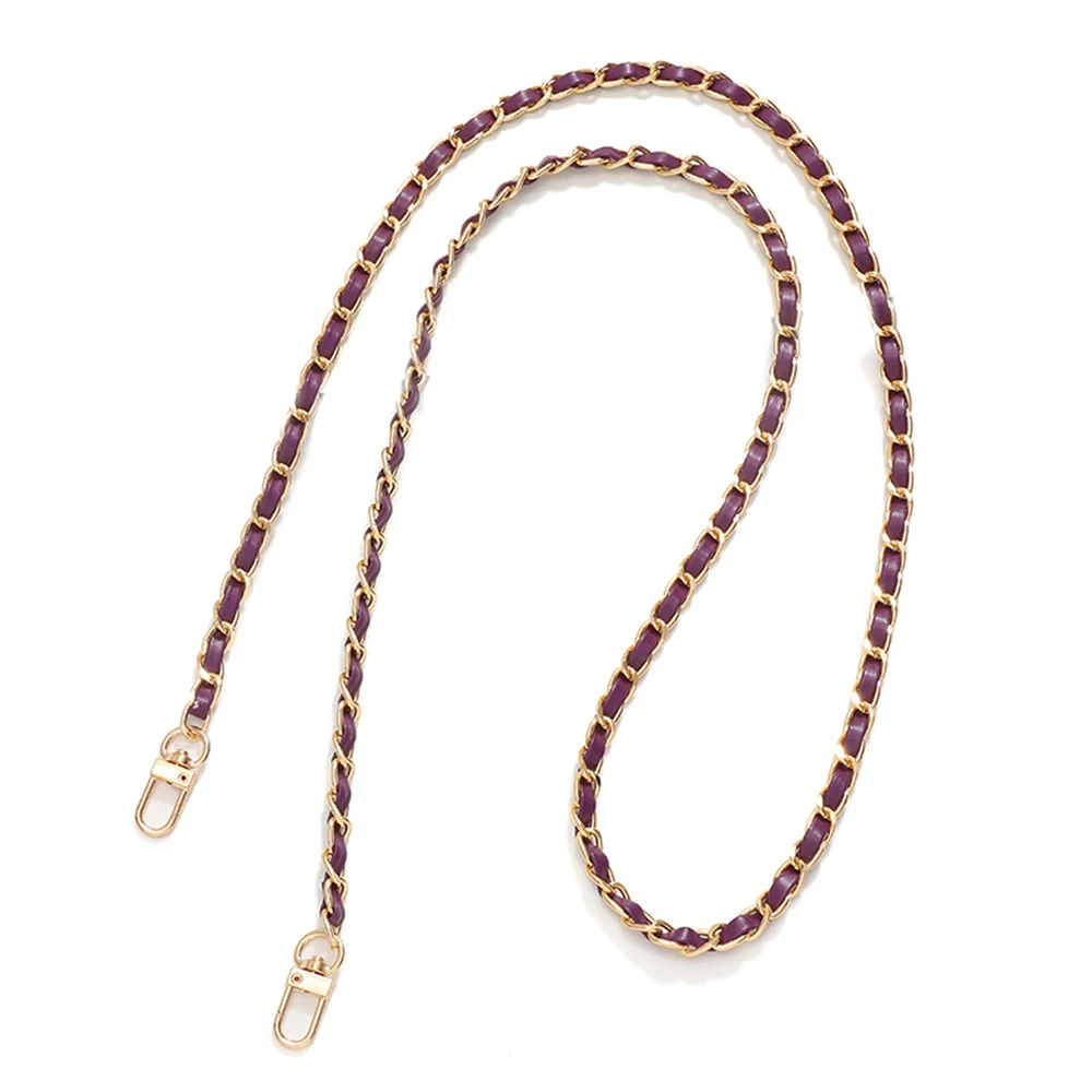 Fashion PU Leather Metal Chain Shoulder Bag Strap For Women Portable Crossbody Bag Strap Lanyard For Handbag Phone Accessories