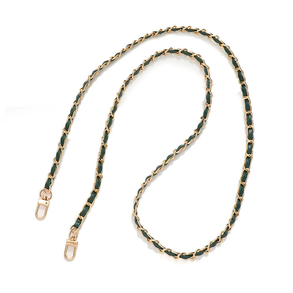 Fashion PU Leather Metal Chain Shoulder Bag Strap For Women Portable Crossbody Bag Strap Lanyard For Handbag Phone Accessories