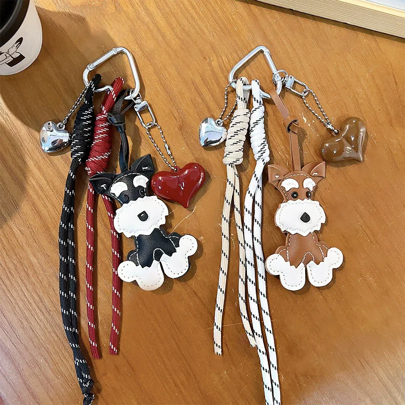 New Cute Puppy Shape Heart Pendant Key Pendant High-end Woven Rope Versatile Fashion Bag Pendant Versatile Bag Parts Accessories