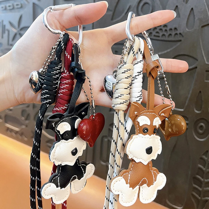 New Cute Puppy Shape Heart Pendant Key Pendant High-end Woven Rope Versatile Fashion Bag Pendant Versatile Bag Parts Accessories