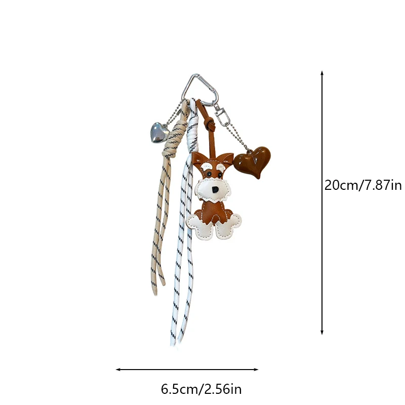 New Cute Puppy Shape Heart Pendant Key Pendant High-end Woven Rope Versatile Fashion Bag Pendant Versatile Bag Parts Accessories