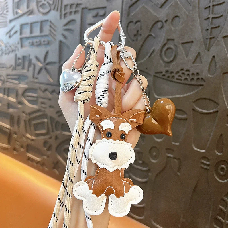New Cute Puppy Shape Heart Pendant Key Pendant High-end Woven Rope Versatile Fashion Bag Pendant Versatile Bag Parts Accessories