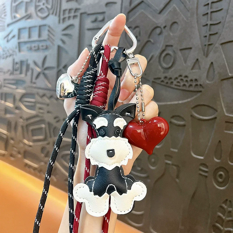 New Cute Puppy Shape Heart Pendant Key Pendant High-end Woven Rope Versatile Fashion Bag Pendant Versatile Bag Parts Accessories