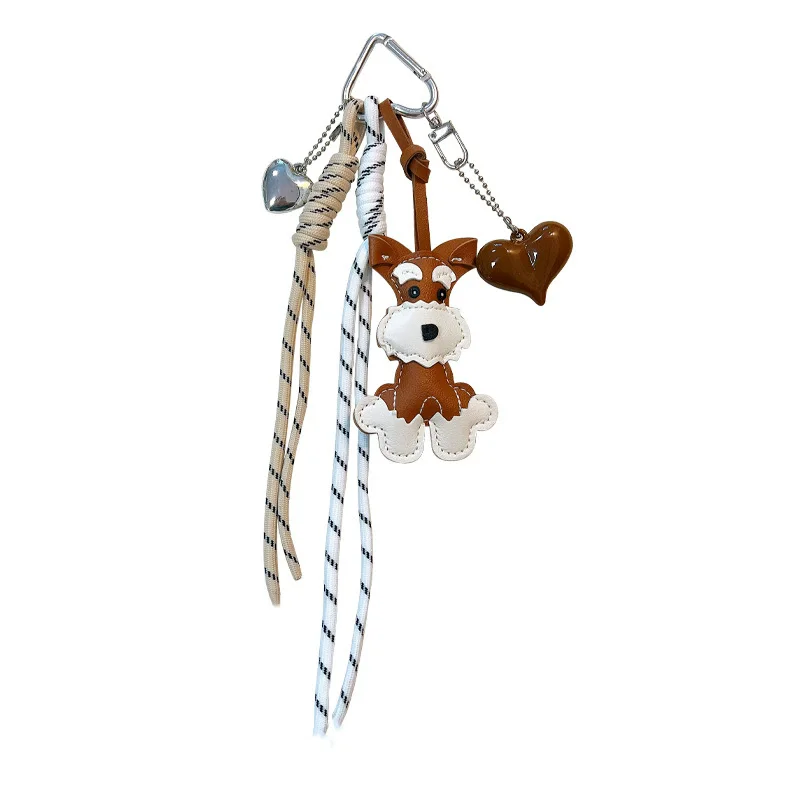 New Cute Puppy Shape Heart Pendant Key Pendant High-end Woven Rope Versatile Fashion Bag Pendant Versatile Bag Parts Accessories