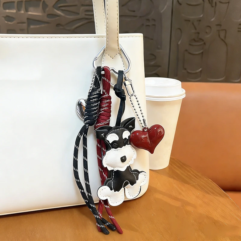 New Cute Puppy Shape Heart Pendant Key Pendant High-end Woven Rope Versatile Fashion Bag Pendant Versatile Bag Parts Accessories