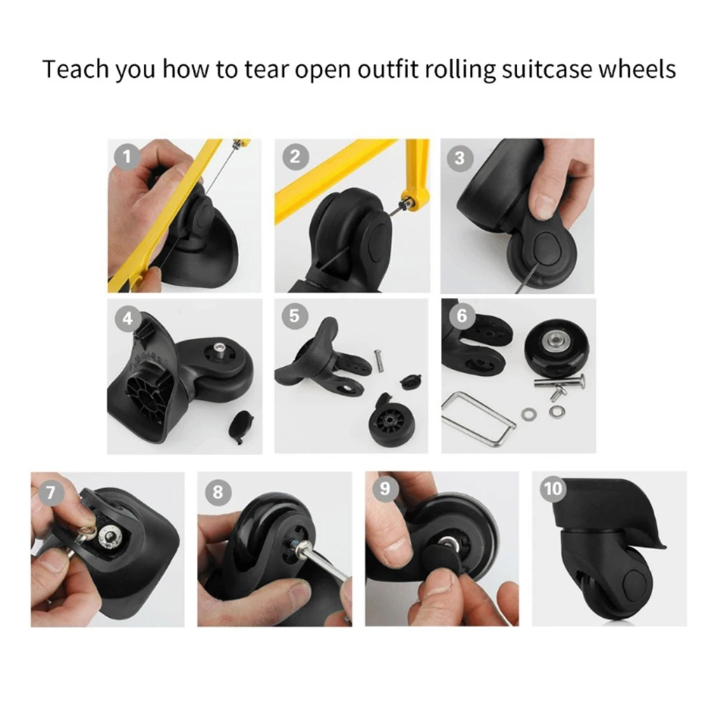 Suitcase Parts Axles Silent Travel Luggage Wheels with Metal Bearings Resistant Wheels Casters Repair Kit Replacement Axles