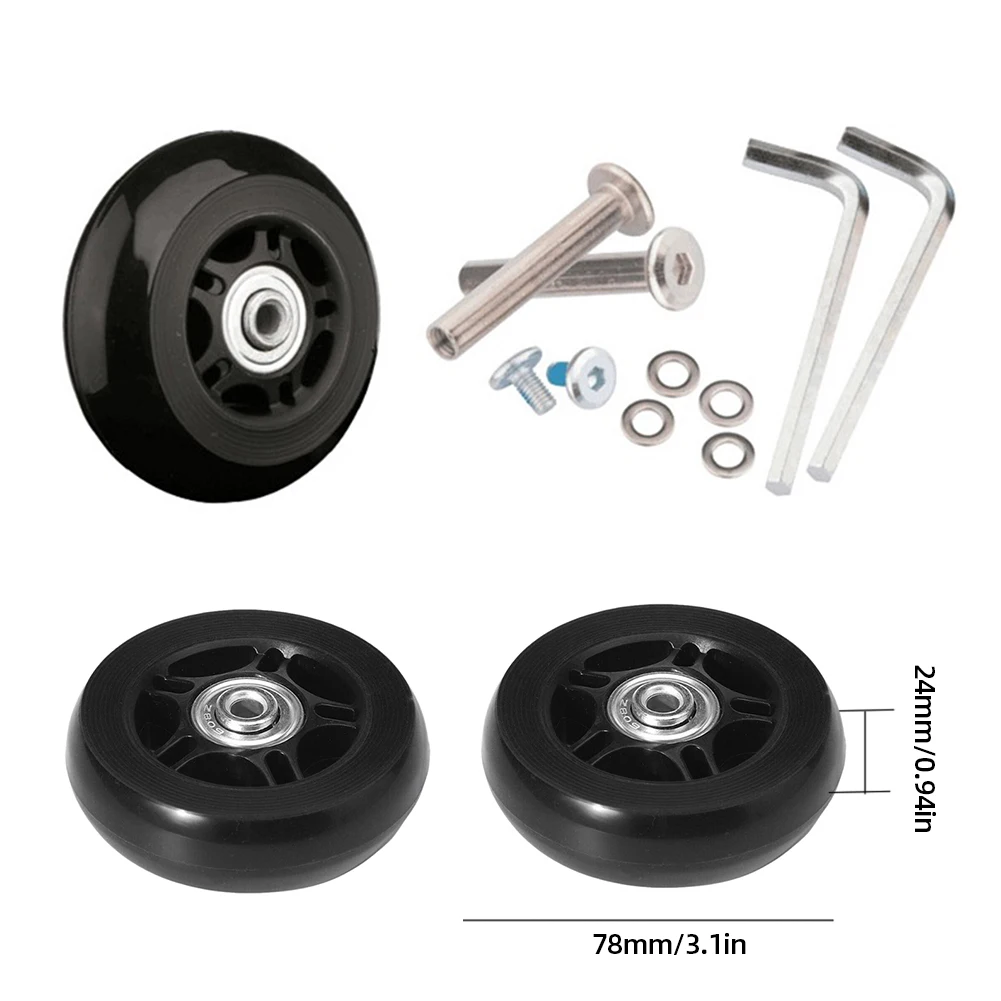 Suitcase Parts Axles Silent Travel Luggage Wheels with Metal Bearings Resistant Wheels Casters Repair Kit Replacement Axles