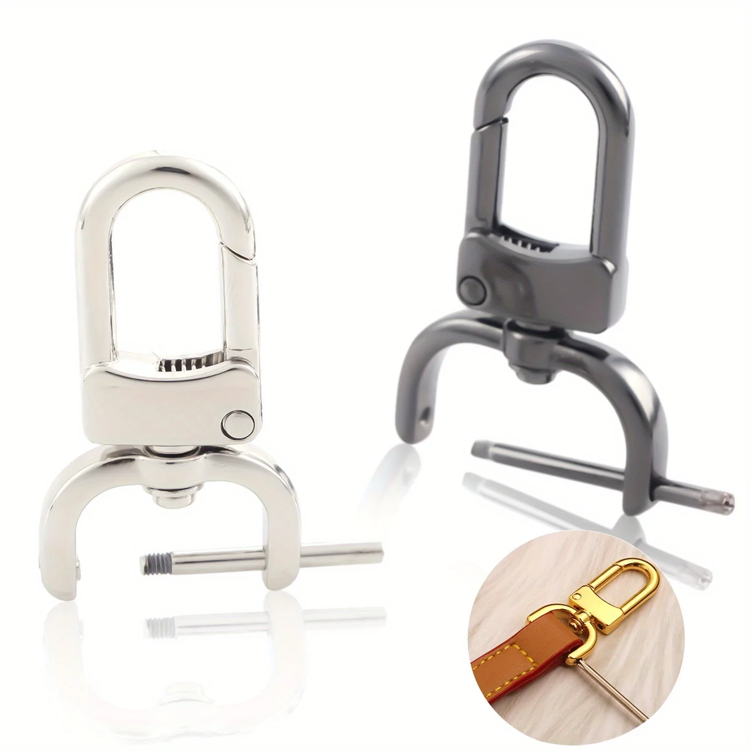 2pcs Detachable Snap Hook Swivel Clasp for Purse Bag Making, Purse Strap Hardware for Replacement Purse Keychain Hardware