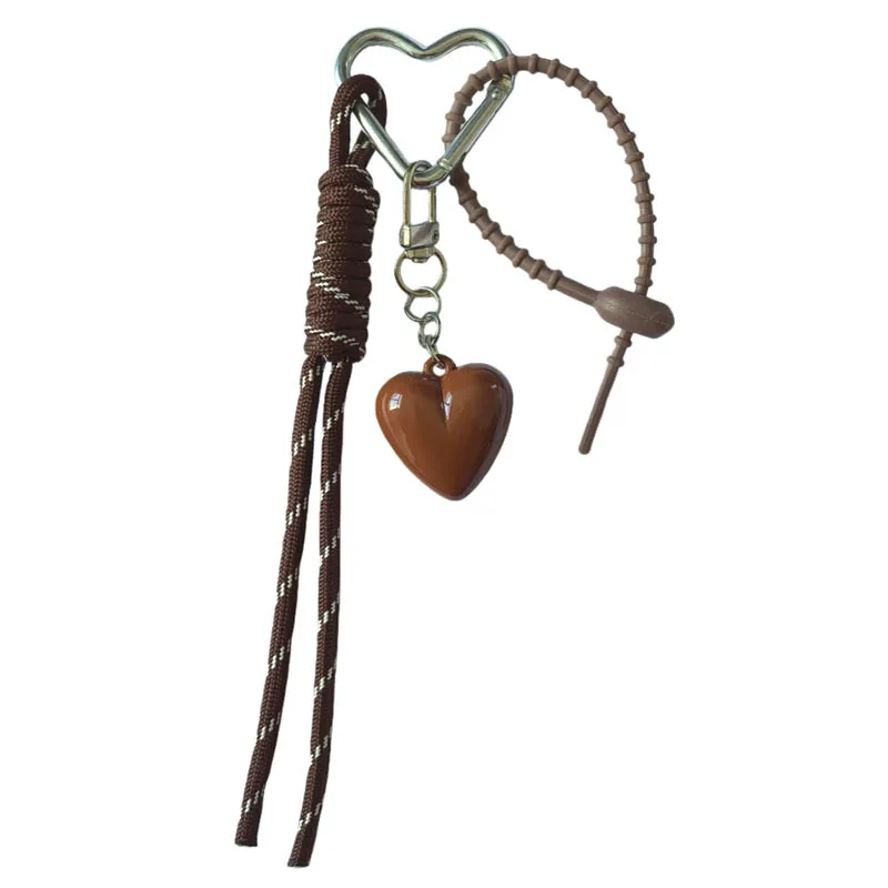 Fashion Retro Heart Bag Pendant Colorful Braided Rope Keychain Mobile Phone Lanyard Backpack Decor Accessory Creative Jewelry