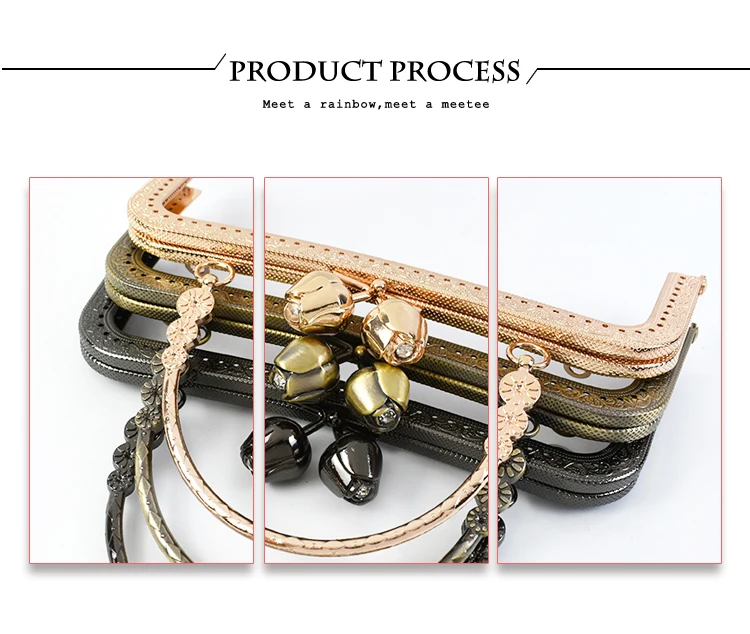 Deepeel 20.5cm Embossed HandBag Handle Purse Clourse Kiss Clasp Wallet Metal Frame Sewing Brackets DIY Handmade Bags Accessories