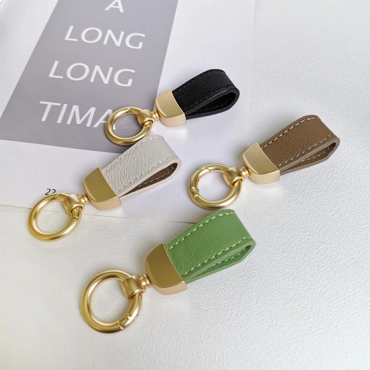 Custom Letters French Sheepskin Car Key Chain Women Delicate Leather Pendant High-end Keychain Lovely Leather Rope Key Holder