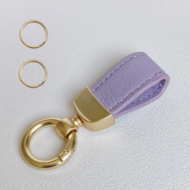 Custom Letters French Sheepskin Car Key Chain Women Delicate Leather Pendant High-end Keychain Lovely Leather Rope Key Holder