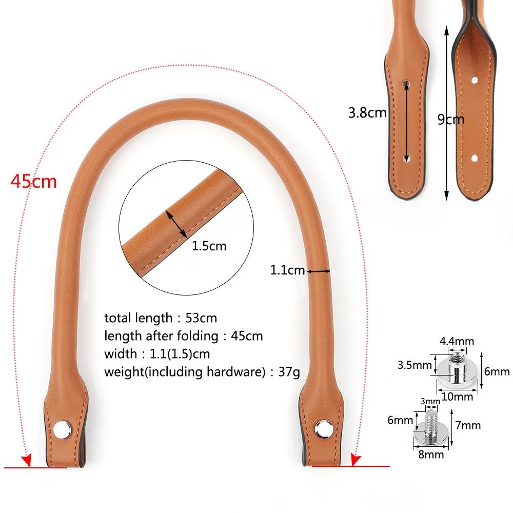 2pcs 45cm PU Leather Detachable Bag Handles Women Bags Shoulder Handbag Slim Handles Strap Belt DIY Replacement Accessories