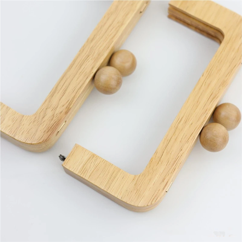 Bag Purse frame natrual wood wooden big clasp obag handle sewing frame kiss Clasp with screws inside DIY handbag accessories
