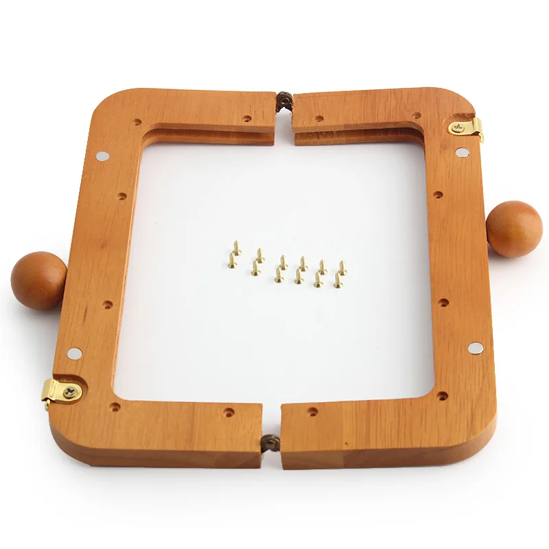 Bag Purse frame natrual wood wooden big clasp obag handle sewing frame kiss Clasp with screws inside DIY handbag accessories