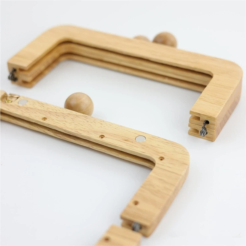 Bag Purse frame natrual wood wooden big clasp obag handle sewing frame kiss Clasp with screws inside DIY handbag accessories