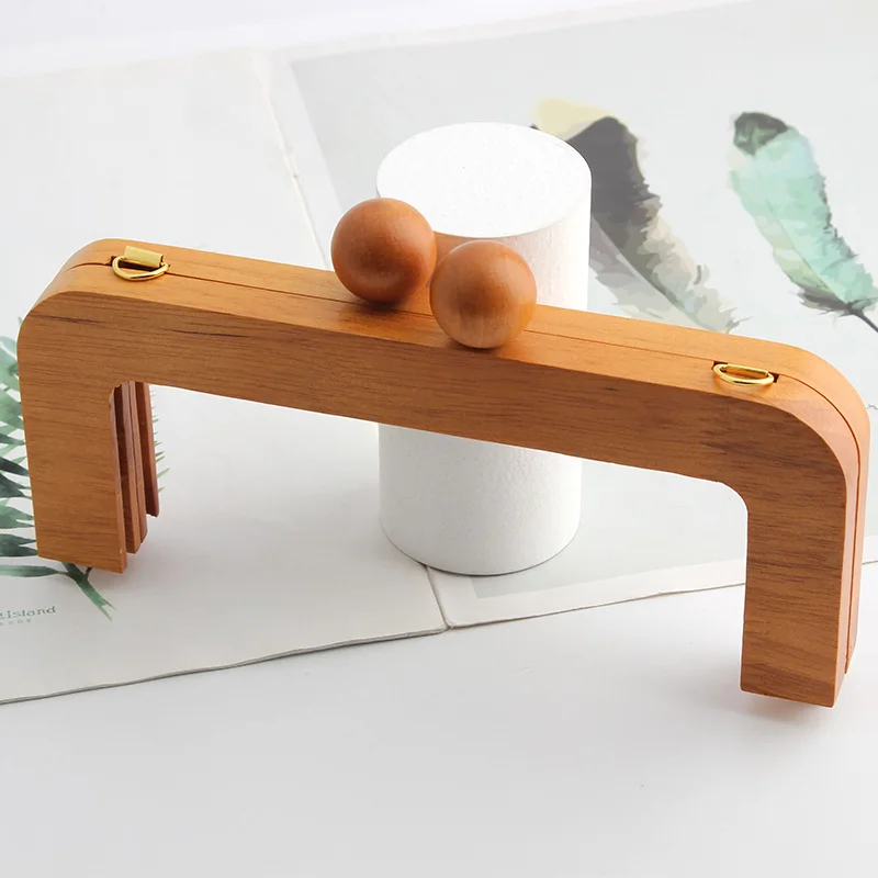 Bag Purse frame natrual wood wooden big clasp obag handle sewing frame kiss Clasp with screws inside DIY handbag accessories