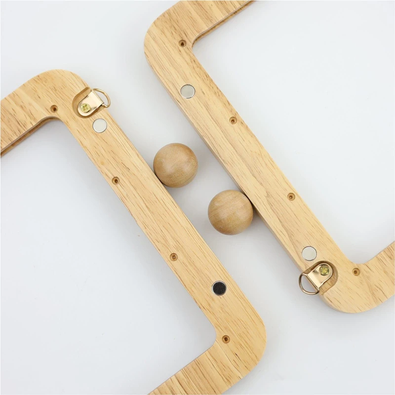 Bag Purse frame natrual wood wooden big clasp obag handle sewing frame kiss Clasp with screws inside DIY handbag accessories