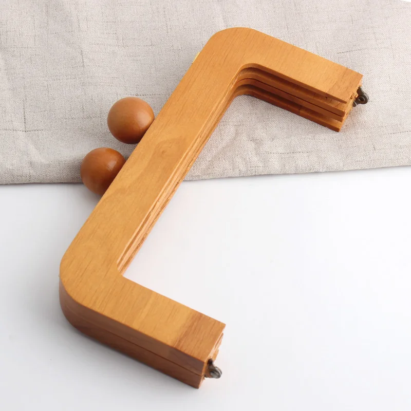 Bag Purse frame natrual wood wooden big clasp obag handle sewing frame kiss Clasp with screws inside DIY handbag accessories