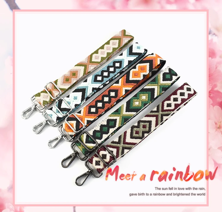 Deepeel 3.8cm Fashion Canvas Webbing Color Jacquard Straps 80-130cm Adjustable Shoulder Crossbody Strap Women's Bag Accessories