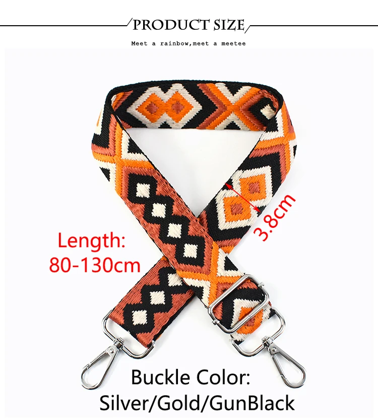 Deepeel 3.8cm Fashion Canvas Webbing Color Jacquard Straps 80-130cm Adjustable Shoulder Crossbody Strap Women's Bag Accessories