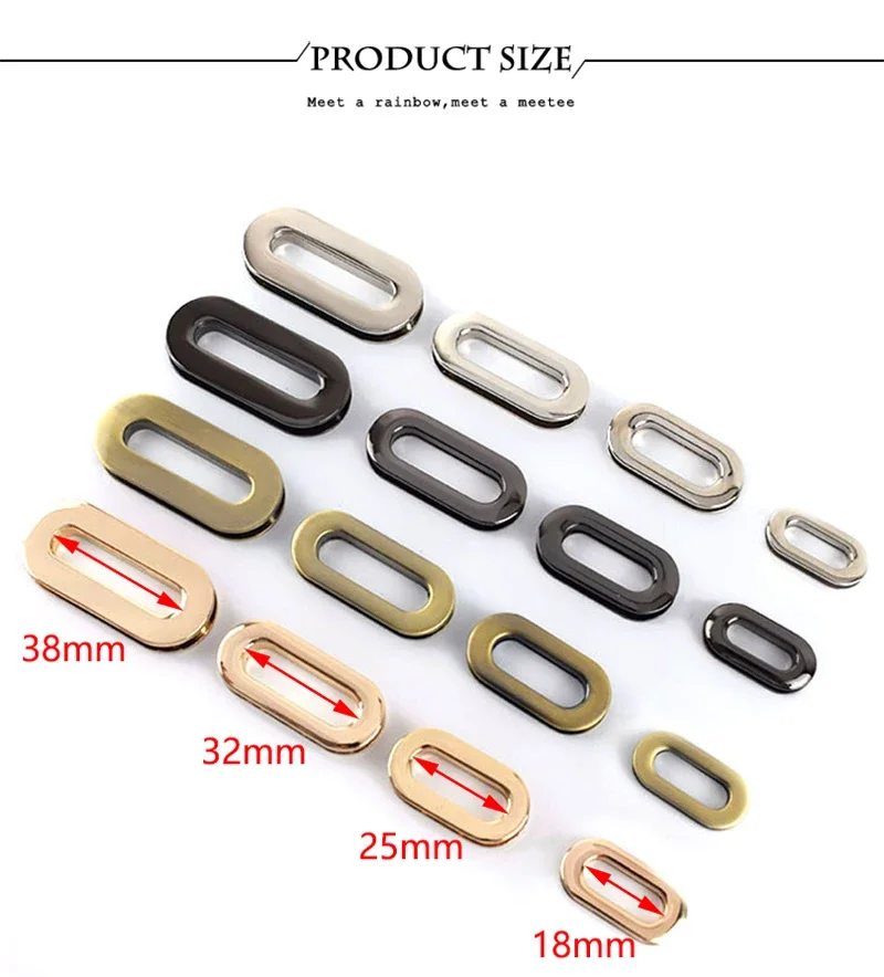 4Pcs Deepeel 18/25/32/38mm Metal Eyelets Screw Buckle Oval Grommet Hook for Bags Strap Shoes Clasp Luggage Hardware Accessories