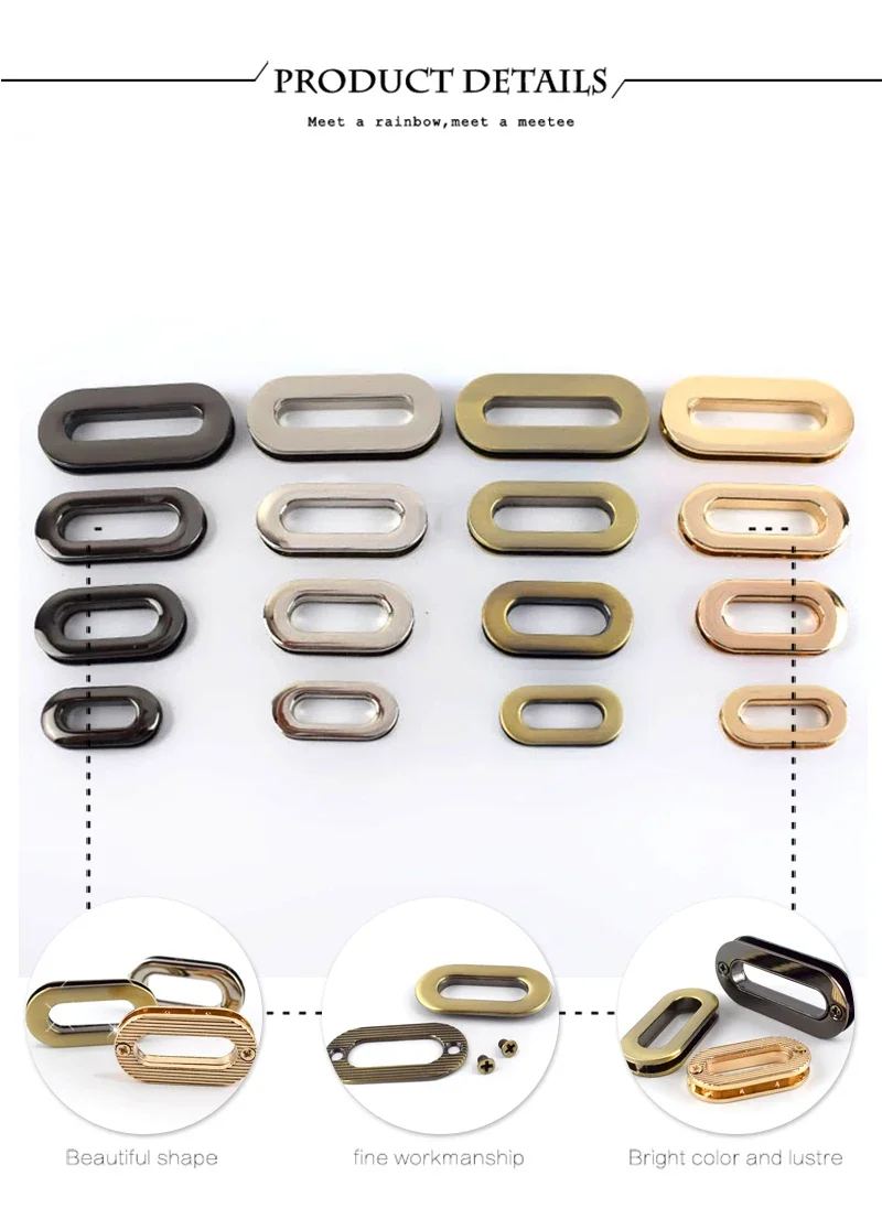 4Pcs Deepeel 18/25/32/38mm Metal Eyelets Screw Buckle Oval Grommet Hook for Bags Strap Shoes Clasp Luggage Hardware Accessories