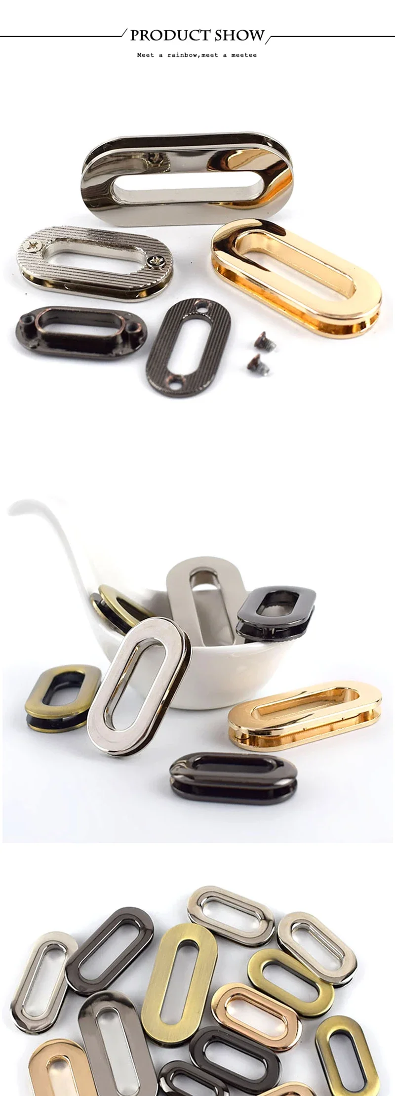 4Pcs Deepeel 18/25/32/38mm Metal Eyelets Screw Buckle Oval Grommet Hook for Bags Strap Shoes Clasp Luggage Hardware Accessories