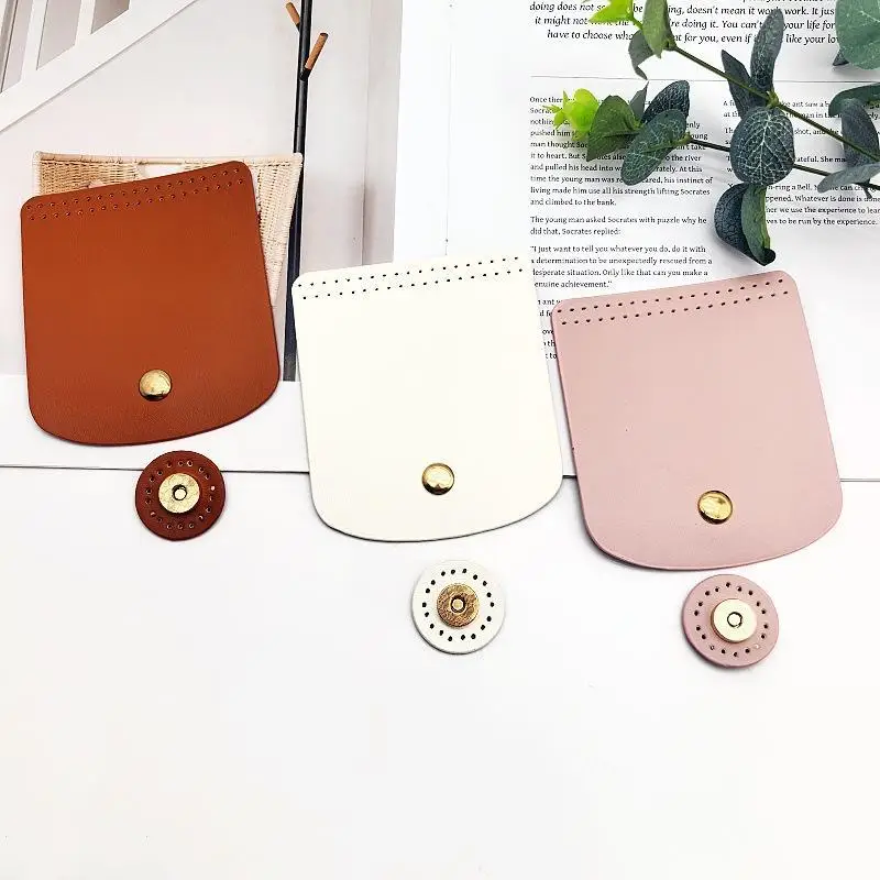 Bag Flap Cover Women's Crochet Bag Accessories DIY PU Leather Flap Material Crochet Handbag Bag Parts For Knitted Bag