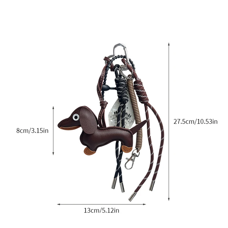 Sausage Dog Women Bag Decoration Pendant Keychain Bag Charm Decor Handbag Schoolbag Hanging Ornament Keyring Accessories