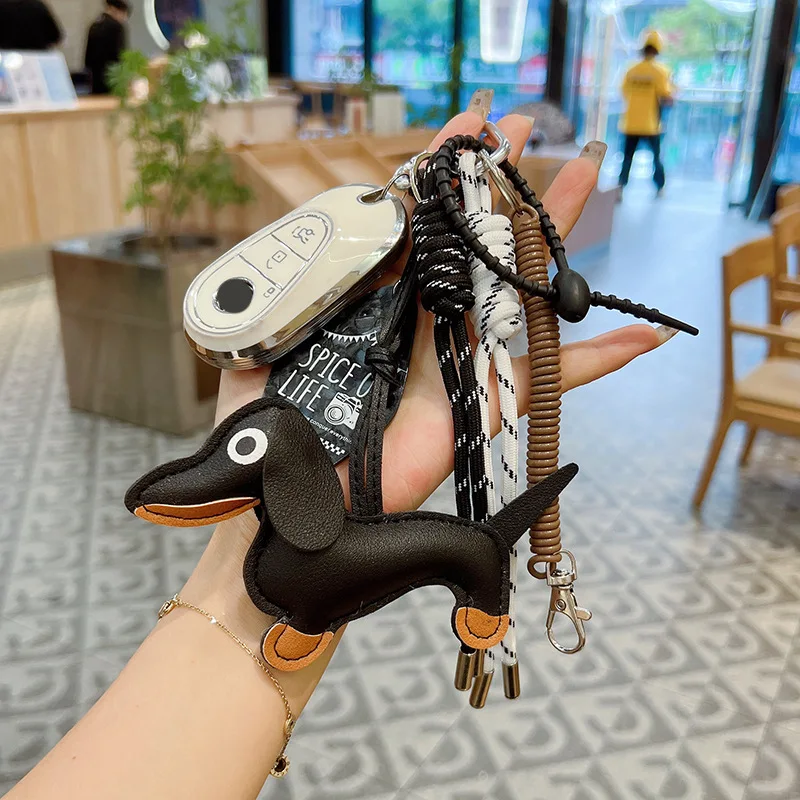 Sausage Dog Women Bag Decoration Pendant Keychain Bag Charm Decor Handbag Schoolbag Hanging Ornament Keyring Accessories