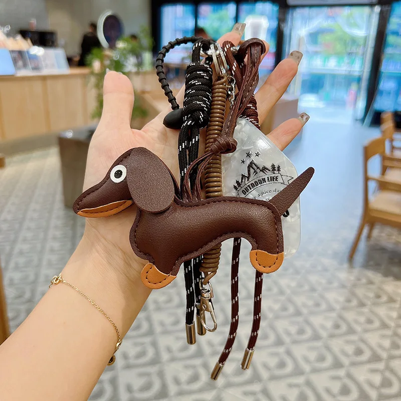 Sausage Dog Women Bag Decoration Pendant Keychain Bag Charm Decor Handbag Schoolbag Hanging Ornament Keyring Accessories
