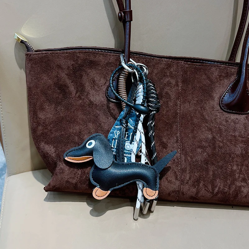 Sausage Dog Women Bag Decoration Pendant Keychain Bag Charm Decor Handbag Schoolbag Hanging Ornament Keyring Accessories