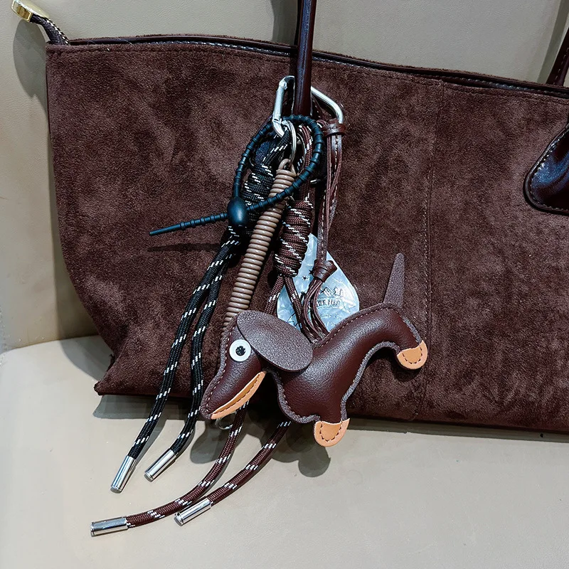 Sausage Dog Women Bag Decoration Pendant Keychain Bag Charm Decor Handbag Schoolbag Hanging Ornament Keyring Accessories
