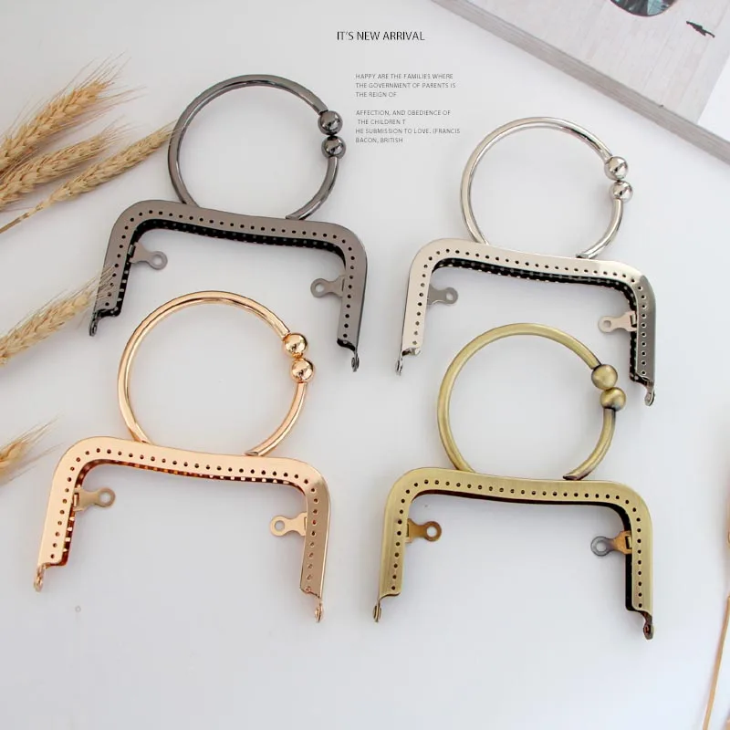 KISSDIY 10pcs 12.5CM Antique Bronze Light Golden Big Ring handle Metal Purse Frame Kiss Clasp for Handbag Accessories wholesale