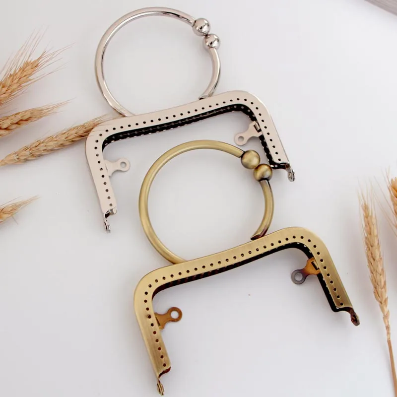 KISSDIY 10pcs 12.5CM Antique Bronze Light Golden Big Ring handle Metal Purse Frame Kiss Clasp for Handbag Accessories wholesale