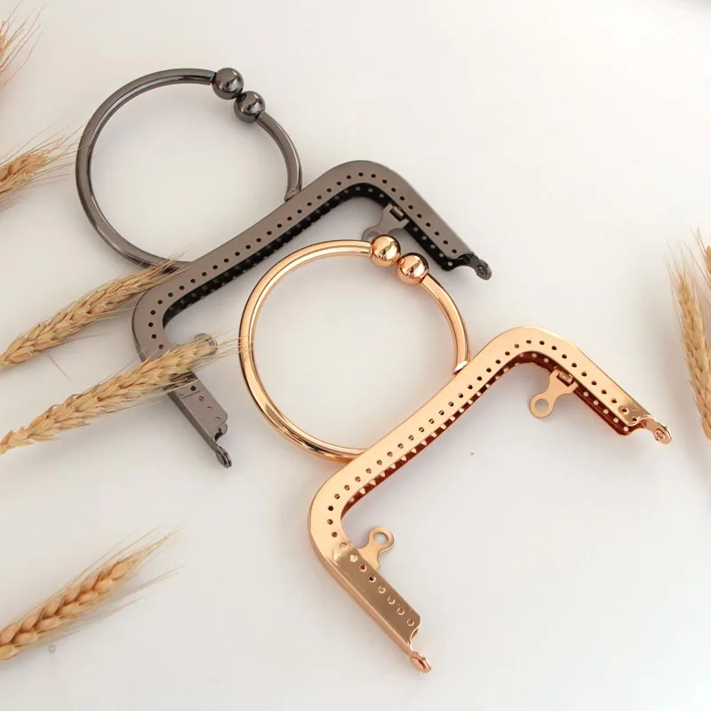 KISSDIY 10pcs 12.5CM Antique Bronze Light Golden Big Ring handle Metal Purse Frame Kiss Clasp for Handbag Accessories wholesale