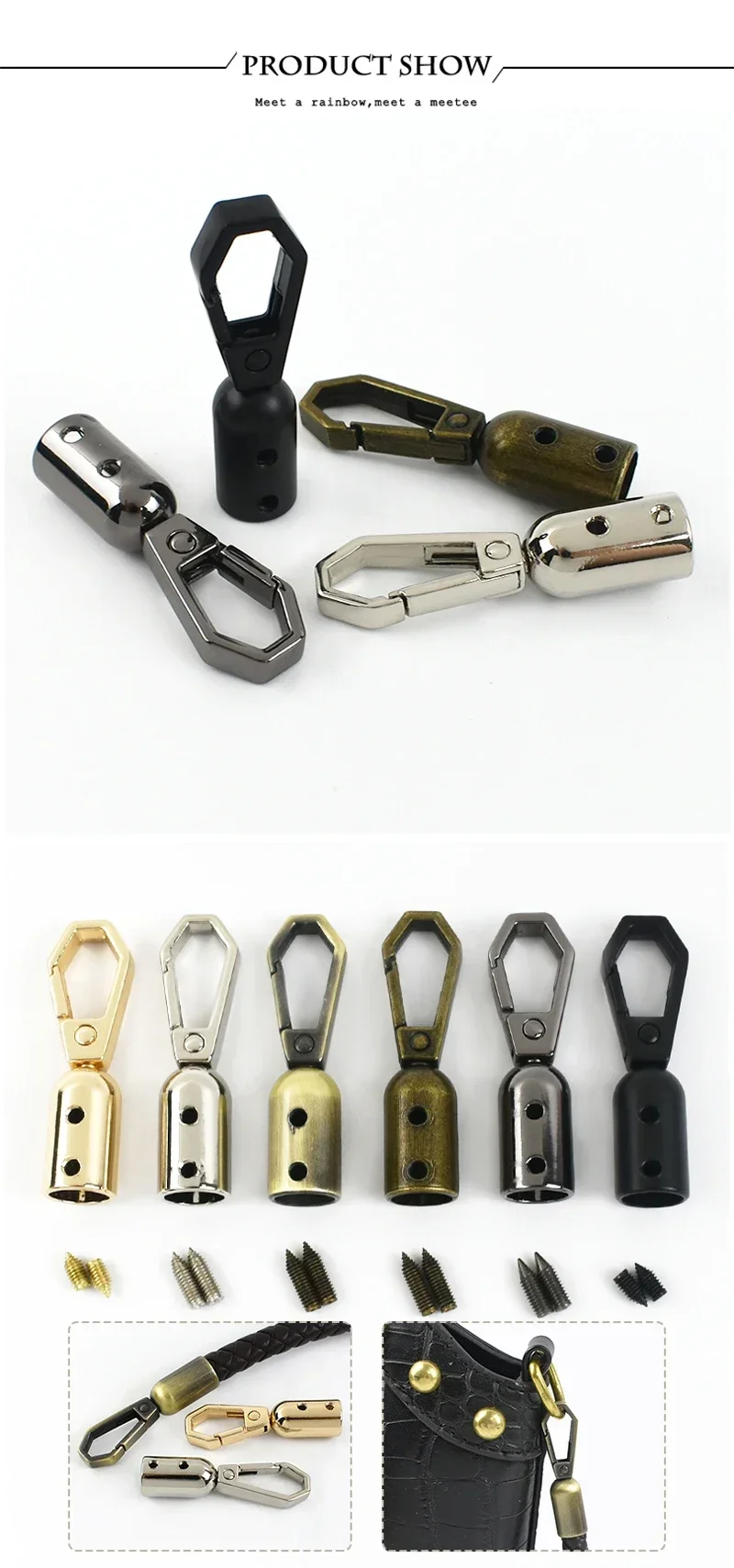 2/4/10/20Pcs Metal Bag Buckles Strap Cord Lock Tassel Cap Clip Clasp for Bags Straps Handbag Decor Hook Hardware Accessories