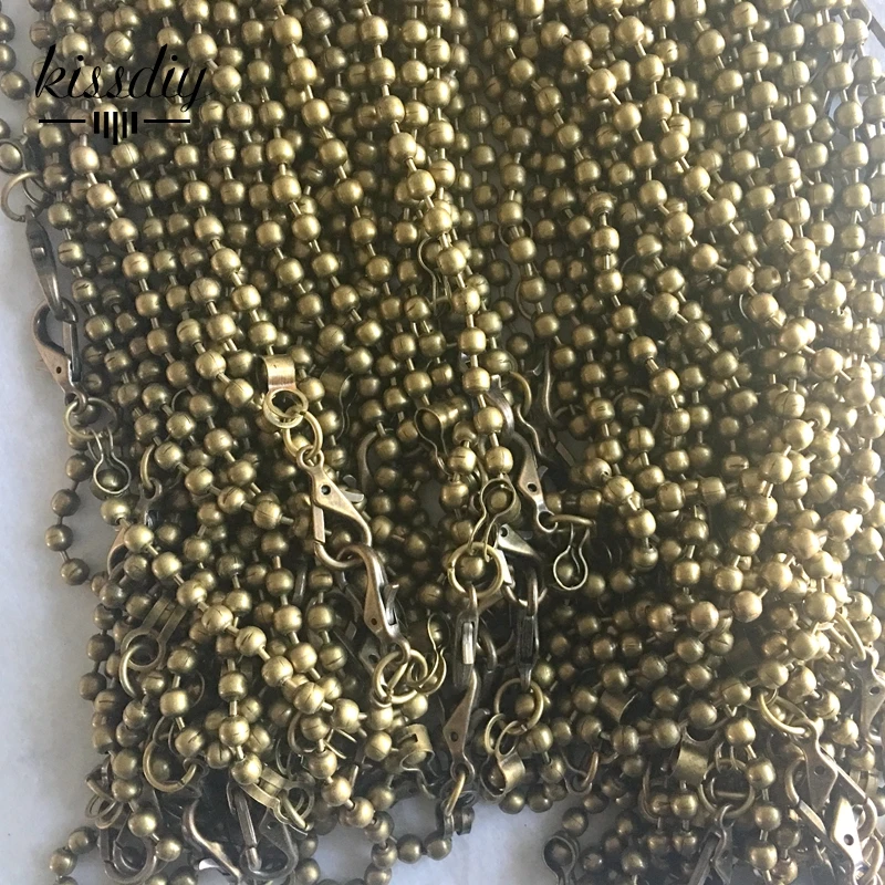 Kissdiy 10pcs 120CM/ 47" Long Ball Metal Chain For Purses Bag DIY, Antique Brass Bronze ,Hight Quality Purse Accessory