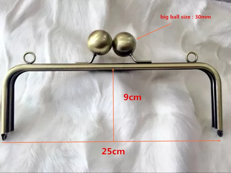 Metal Purse Frame Big Ball Kiss Lock Hanger Handle Accessaries Wallet Bag Frame Vintage DIY Bag Parts With Clasp Wholesale Price