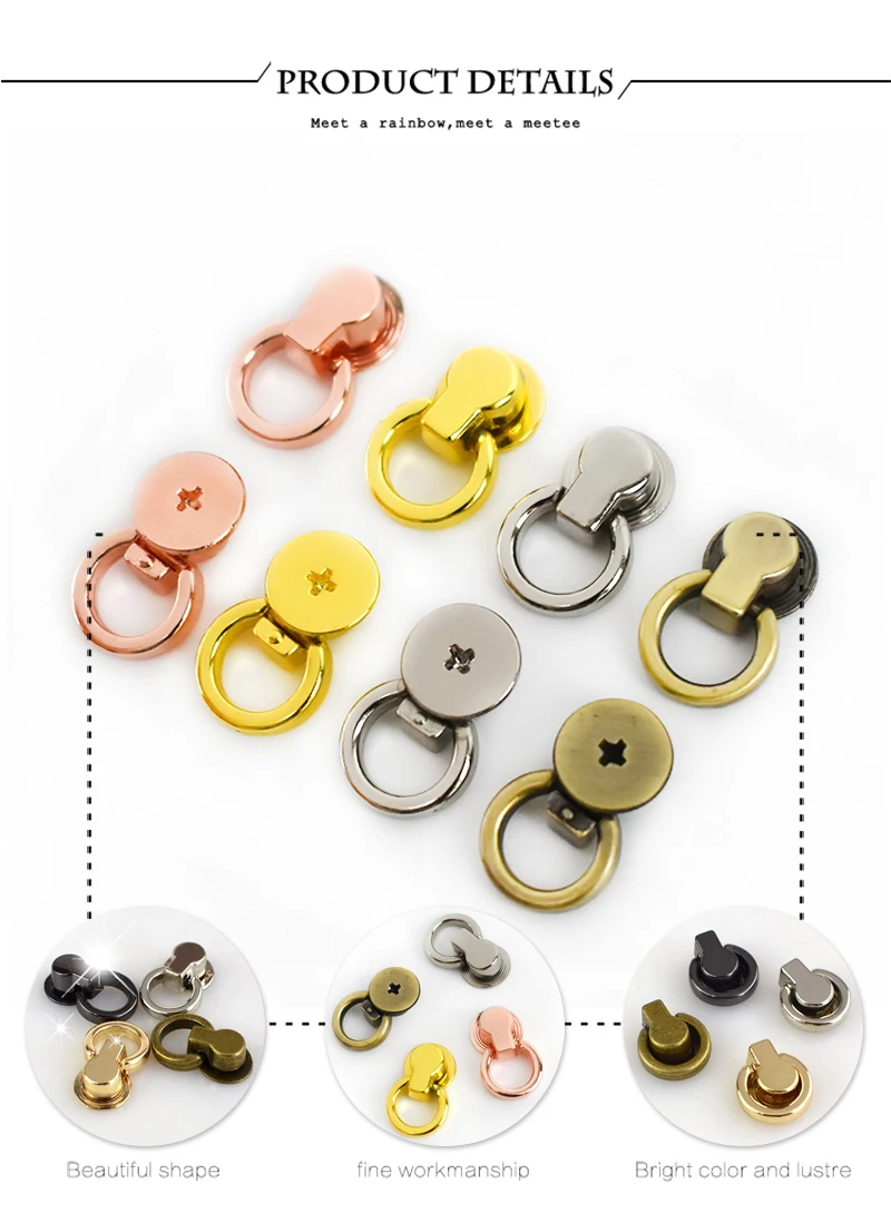 10/20Pc Deepeel 8x17mm Bag Side Clip Clasp Metal Ring Buckle Swivel Rivet Screw Handbag End Decoration Button Nail DIY Accessory