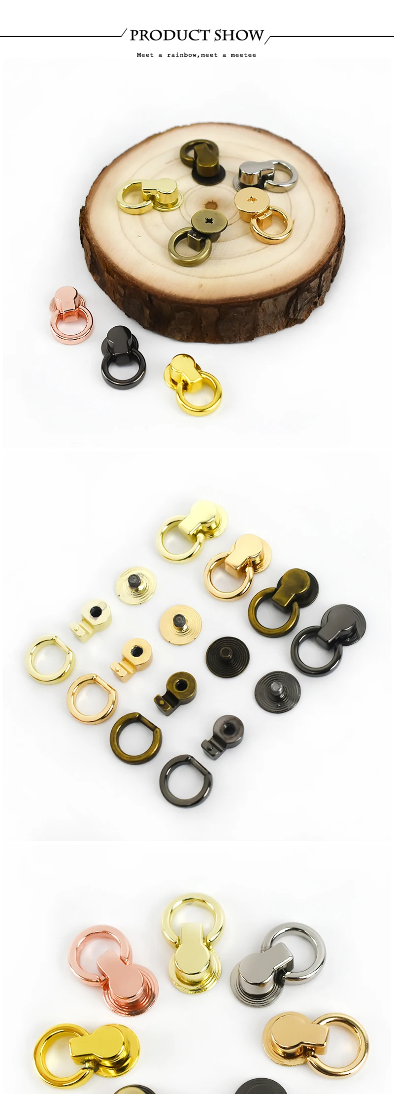 10/20Pc Deepeel 8x17mm Bag Side Clip Clasp Metal Ring Buckle Swivel Rivet Screw Handbag End Decoration Button Nail DIY Accessory