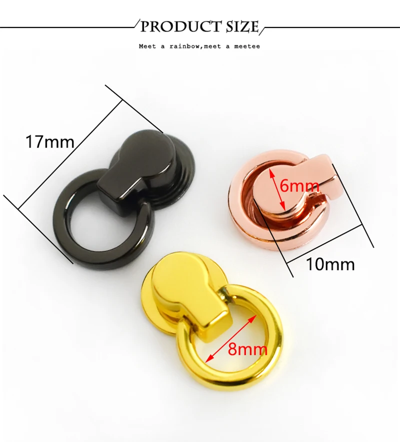 10/20Pc Deepeel 8x17mm Bag Side Clip Clasp Metal Ring Buckle Swivel Rivet Screw Handbag End Decoration Button Nail DIY Accessory