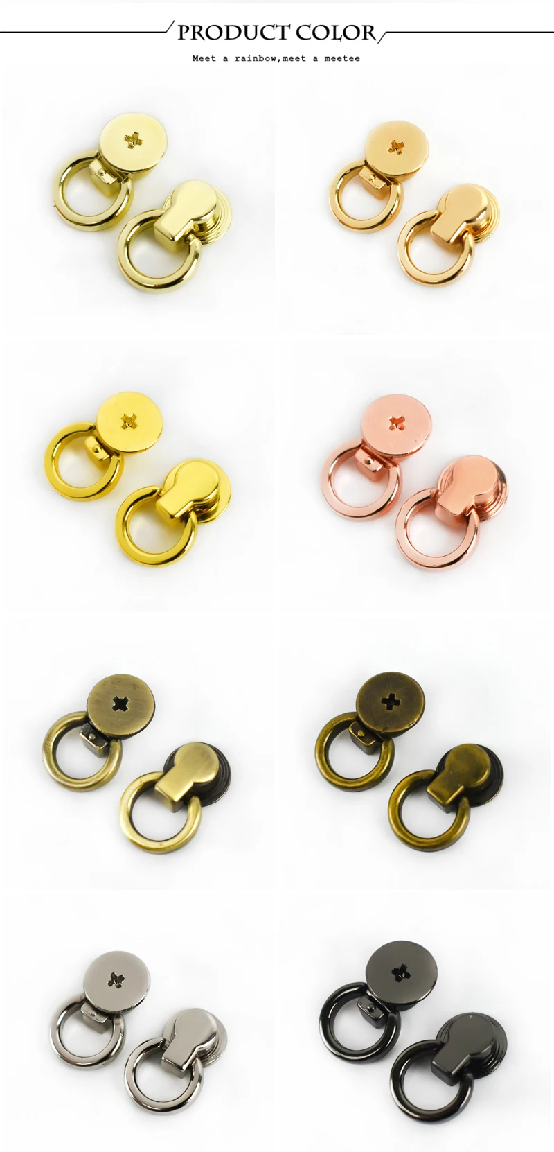 10/20Pc Deepeel 8x17mm Bag Side Clip Clasp Metal Ring Buckle Swivel Rivet Screw Handbag End Decoration Button Nail DIY Accessory